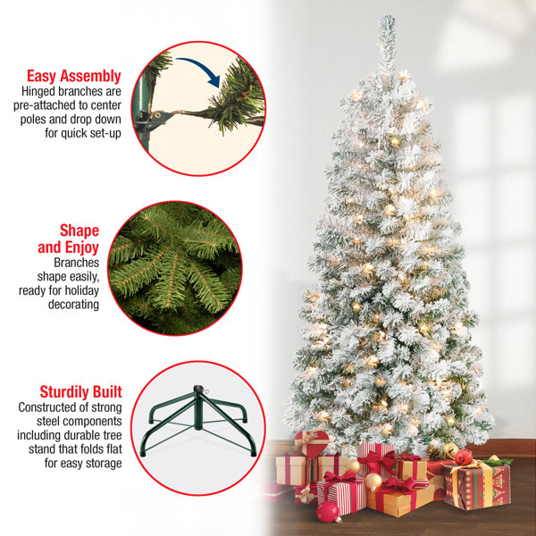 The Holiday Aisle® Slender White Pine Flocked/Frosted Christmas Tree